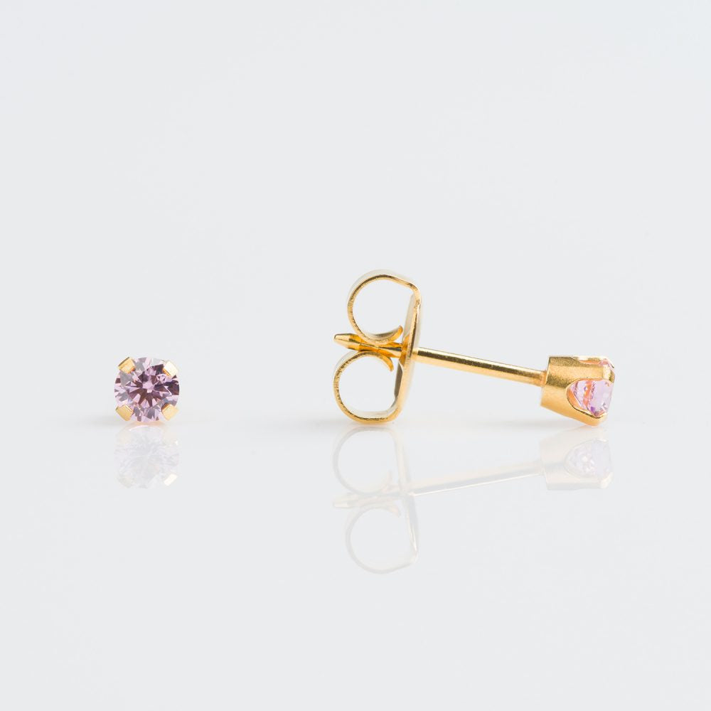 9K Solid Gold 3mm Pink Cubic Zirconia (3)