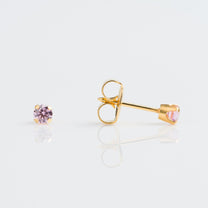 9K Solid Gold 3mm Pink Cubic Zirconia (3)