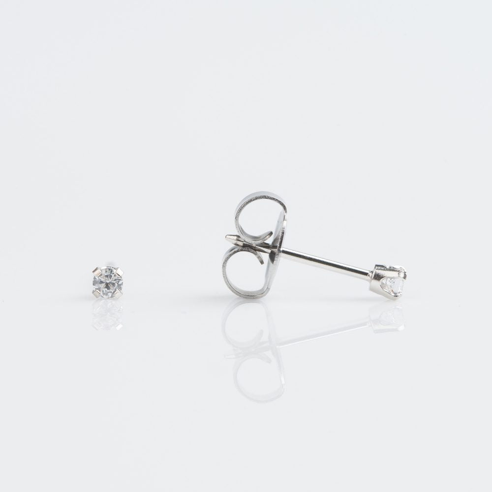 9K Solid White Gold 2mm Cubic Zirconia (6)