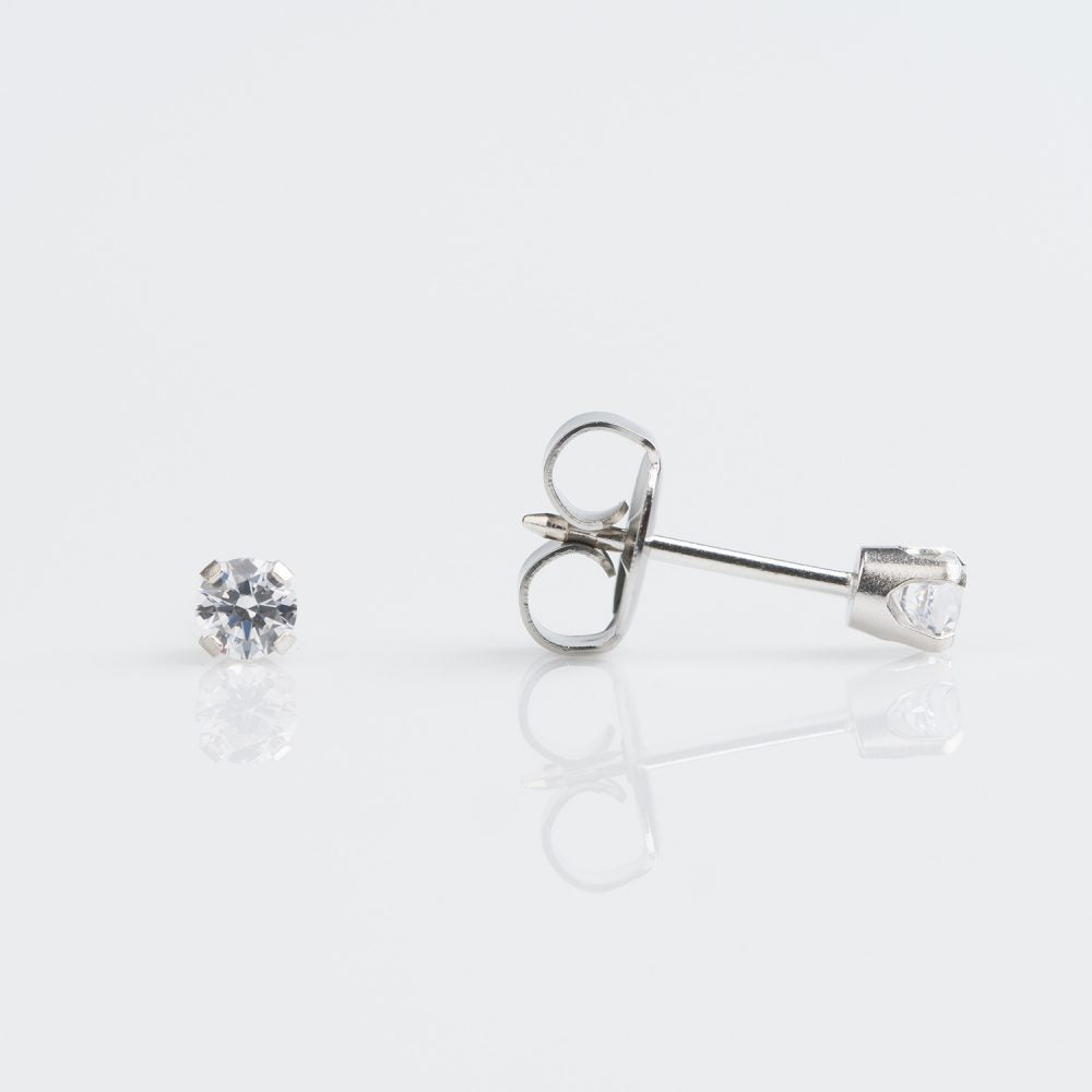 9K Solid White Gold 3mm Cubic Zirconia (7)