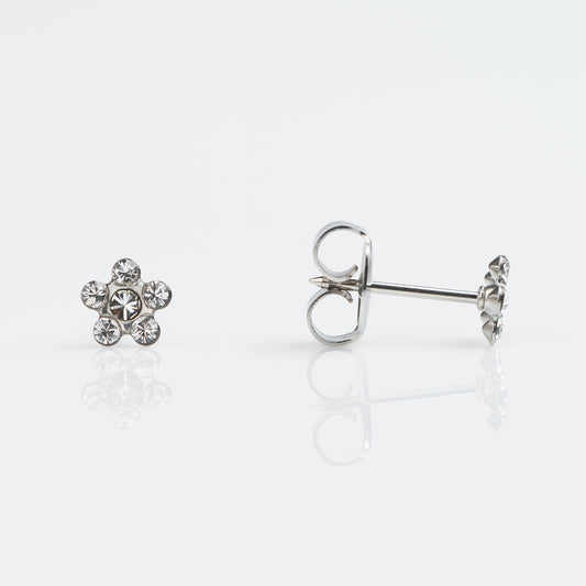 9K Solid White Gold Daisy Crystal (10)