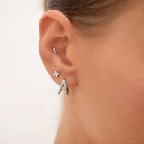 Elena 9k Solid White Gold Graduating Crystal Trio Flat Back Stud Earring