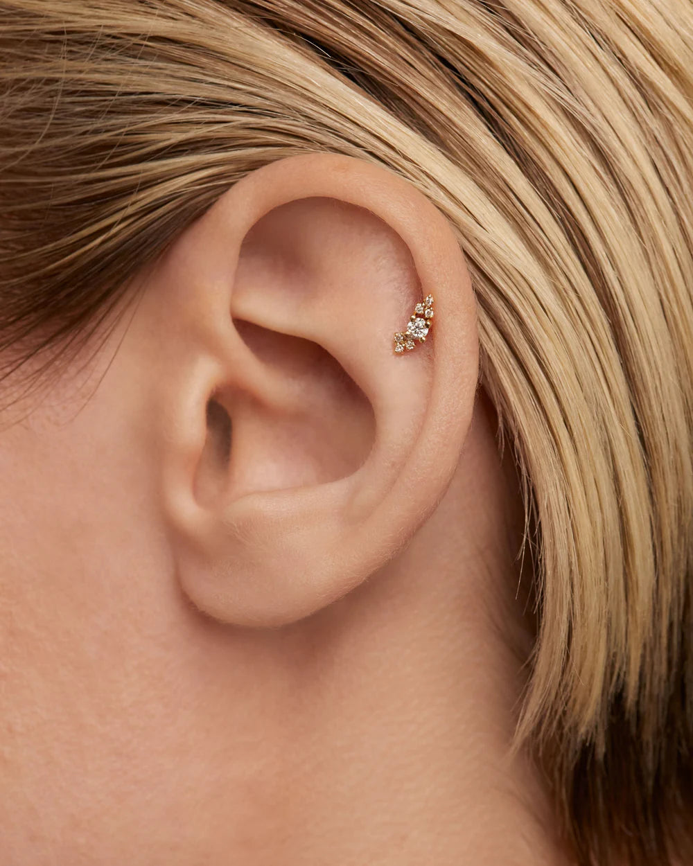 18k Solid Yellow Gold and Diamond Amelle single earring