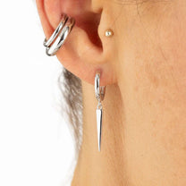 Silver Spike Hoop Earrings