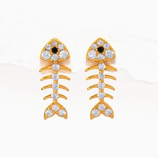 Bone to Pick Earrings - Gold