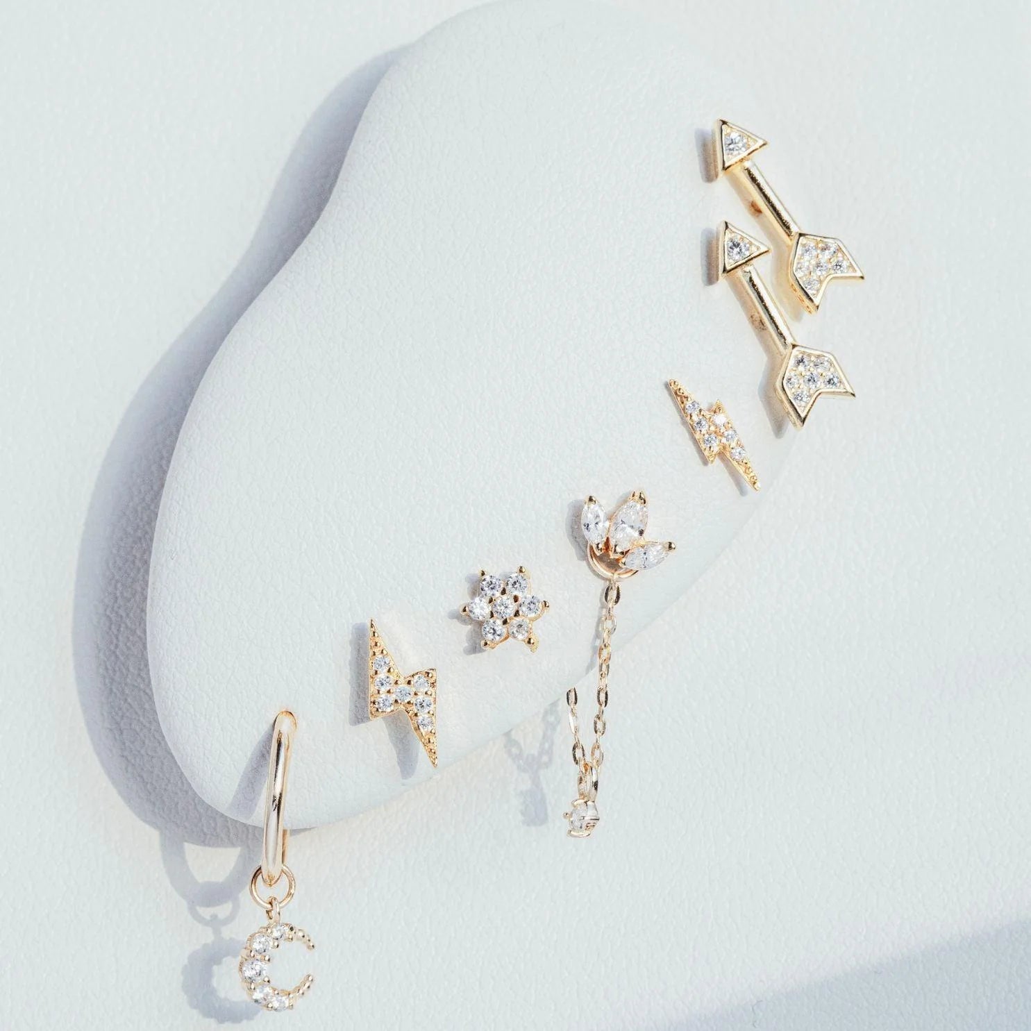 Baleno Gold Plated Lightning Bolt Stud Earring