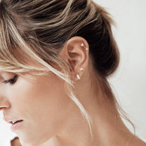 Baleno Gold Plated Lightning Bolt Stud Earring