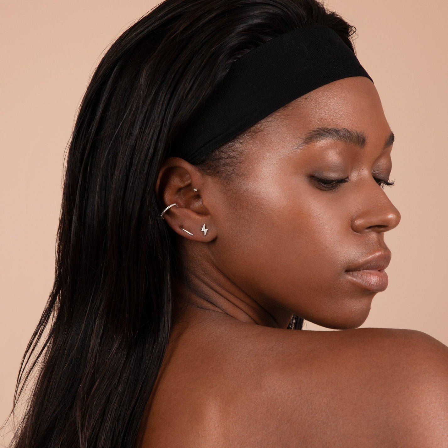 Baleno White Gold Plated Lightning Bolt Stud Earring