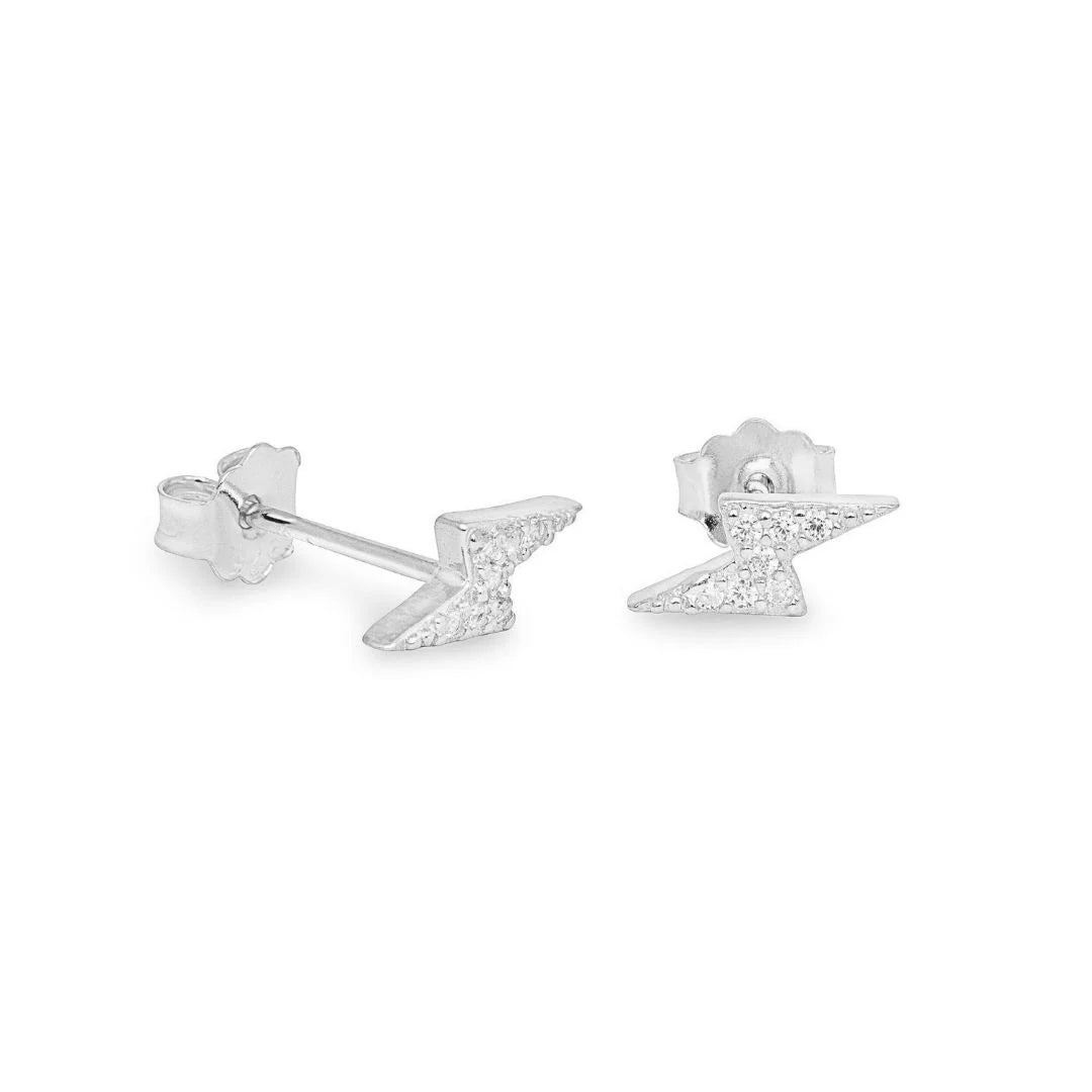 Baleno White Gold Plated Lightning Bolt Stud Earring