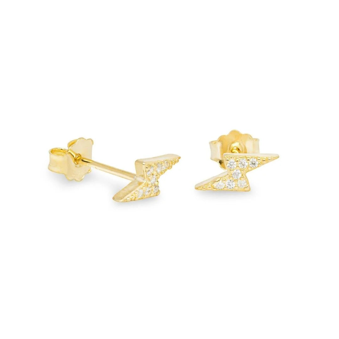 Baleno Gold Plated Lightning Bolt Stud Earring