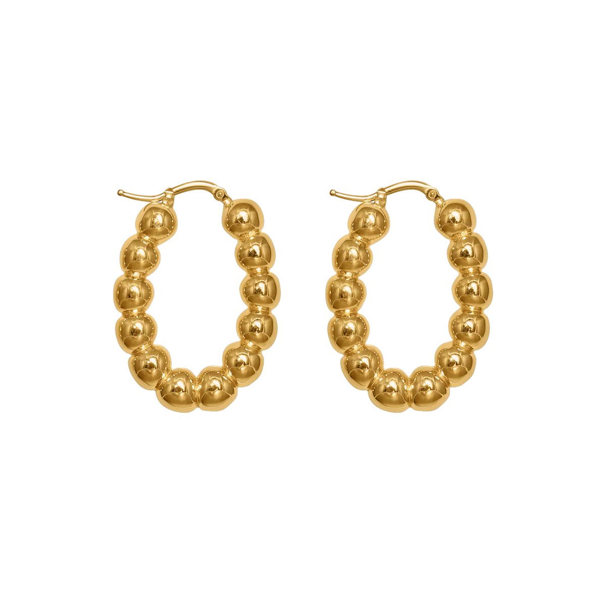 Large Gold Ball Oval Earrings