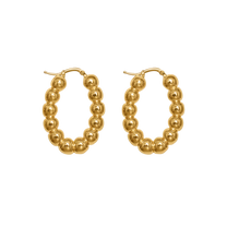 Large Gold Ball Oval Earrings