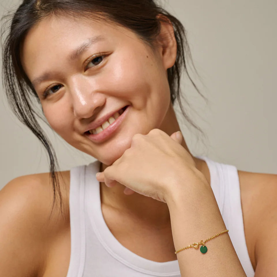 Gold Ball Chain Bracelet (Green)