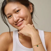 Gold Ball Chain Bracelet (Green)