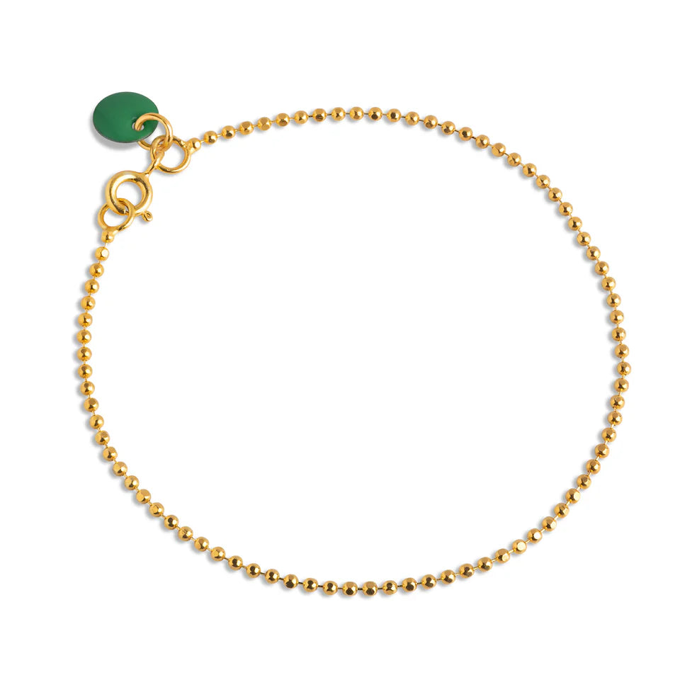 Gold Ball Chain Bracelet (Green)