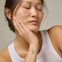 Silver Ball Chain Bracelet (42 Petrol Green)