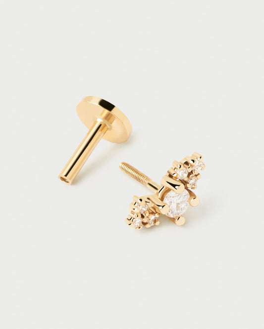 18k Solid Yellow Gold and Diamond Amelle single earring