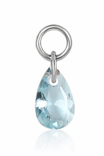 Silver Aquamarine Teardrop Crystal Charm