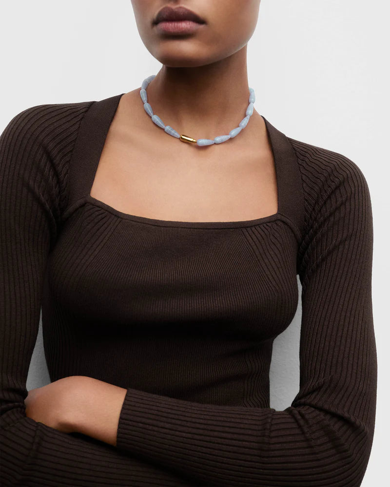 Blue Agate Drop Necklace