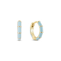 Caela Enamel and Yellow Gold Plated Huggie Hoop Earrings