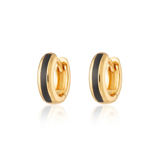Candy Stripe Huggie Earrings with Black Stripe
