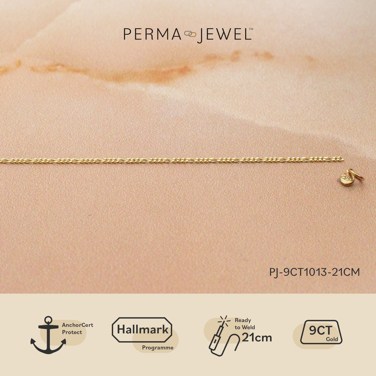 Venice - 9ct Yellow Gold 1.1mm Diamond Cut Figaro