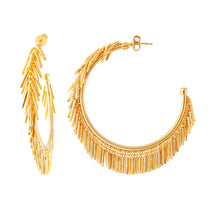 Large Gold Hoop Tassle Earrings