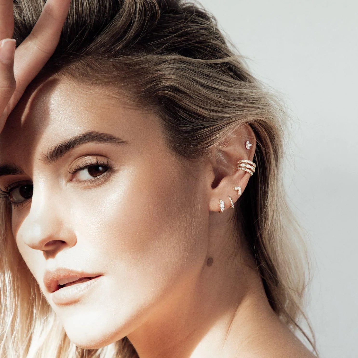 Cheuron Gold Plated Single Stud Earring