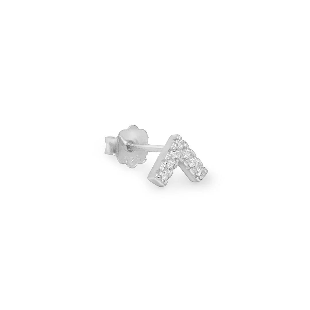 Cheuron White Gold Plated Stud Earring