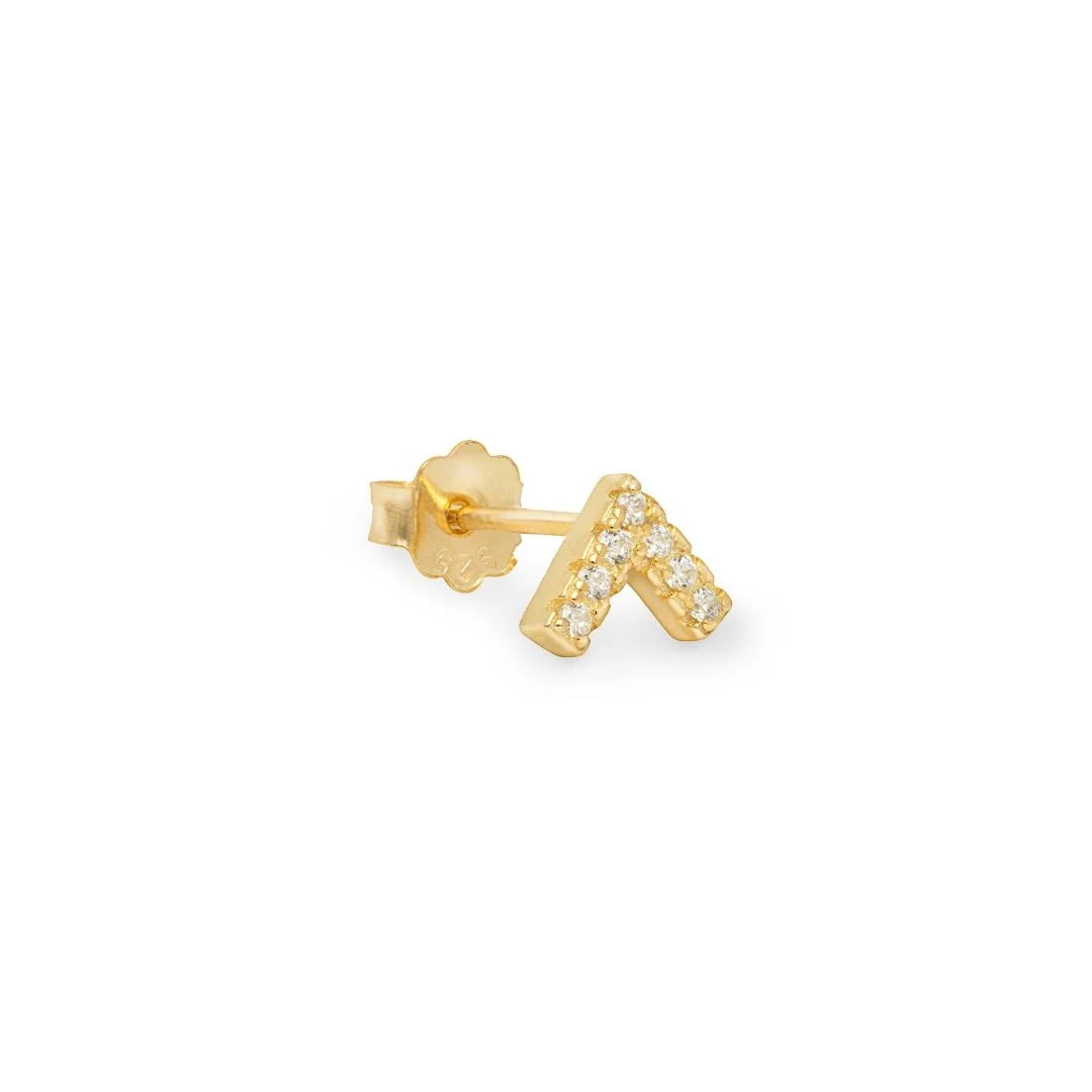 Cheuron Gold Plated Single Stud Earring