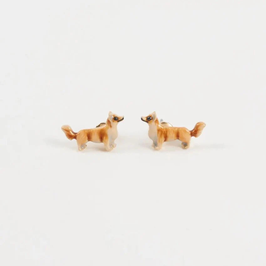 Enamel Corgi Earrings