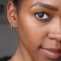 Noir White Gold Plated with Black Stone Spike Huggie Hoop Earrings