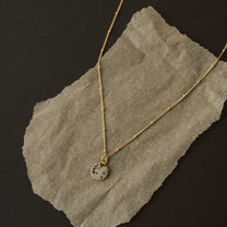 Dalmatian Jasper Circle Pendant Necklace | Positivity (Gold)