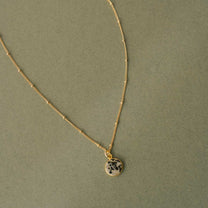 Dalmatian Jasper Circle Pendant Necklace | Positivity (Gold)