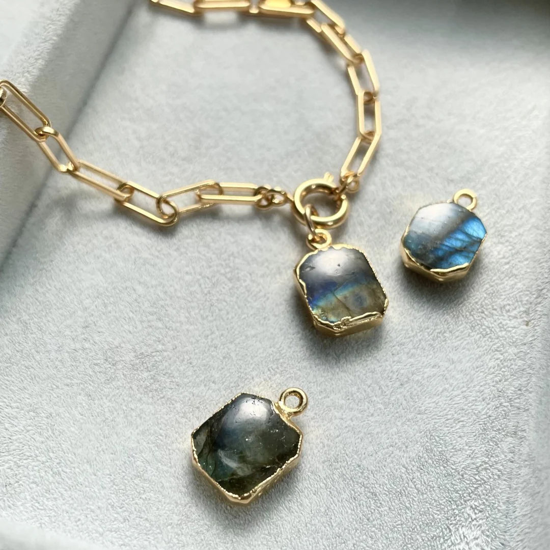 Labradorite Gem Slice Chunky Chain Necklace | Adventure (Gold Plated)Labradorite