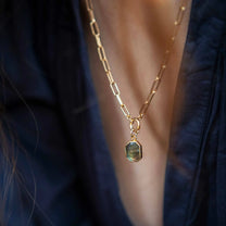 Labradorite Gem Slice Chunky Chain Necklace | Adventure (Gold Plated)Labradorite