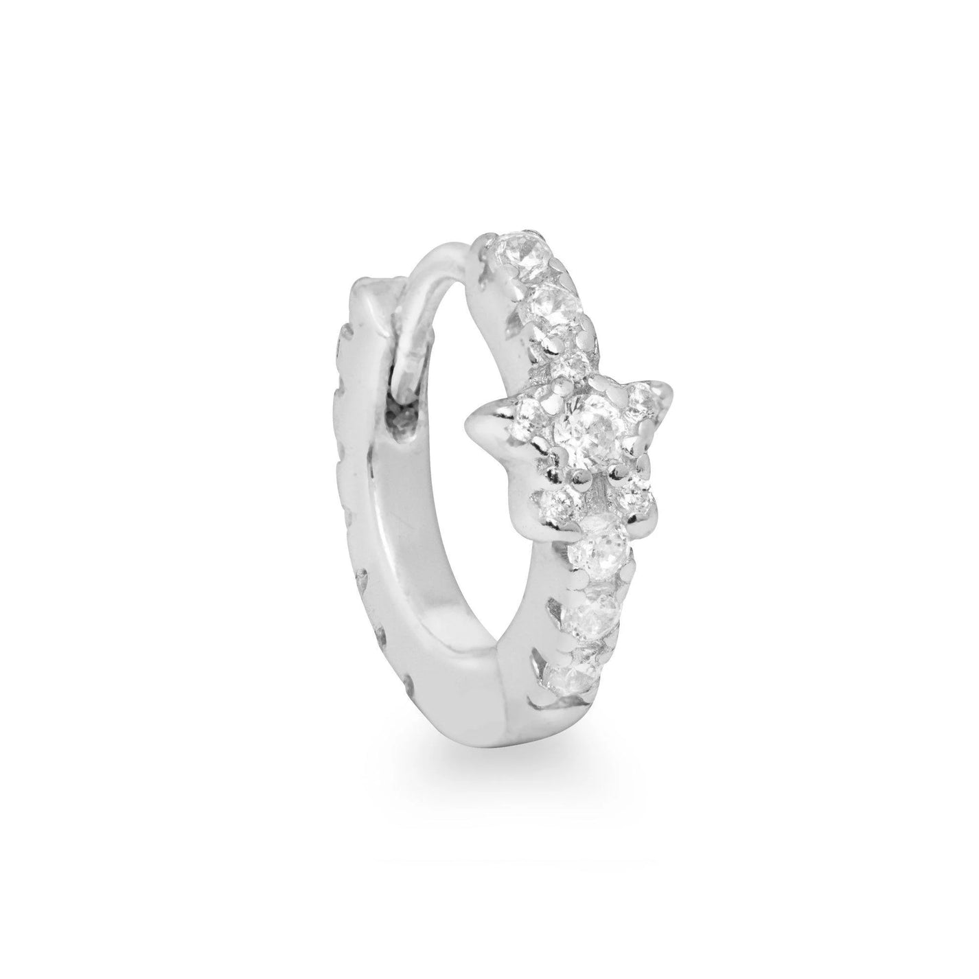 Etoile White Gold Plated Star Tiny Single Huggie Hoop Earring