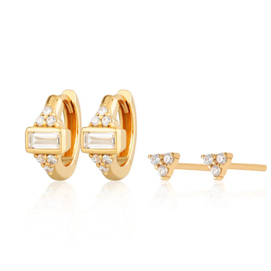 Audrey Huggie Earrings with Clear Stones