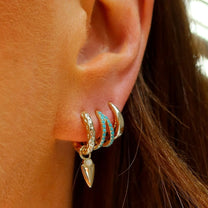 Laguna Turquoise and Yellow Gold Plated Double Hoop Earring