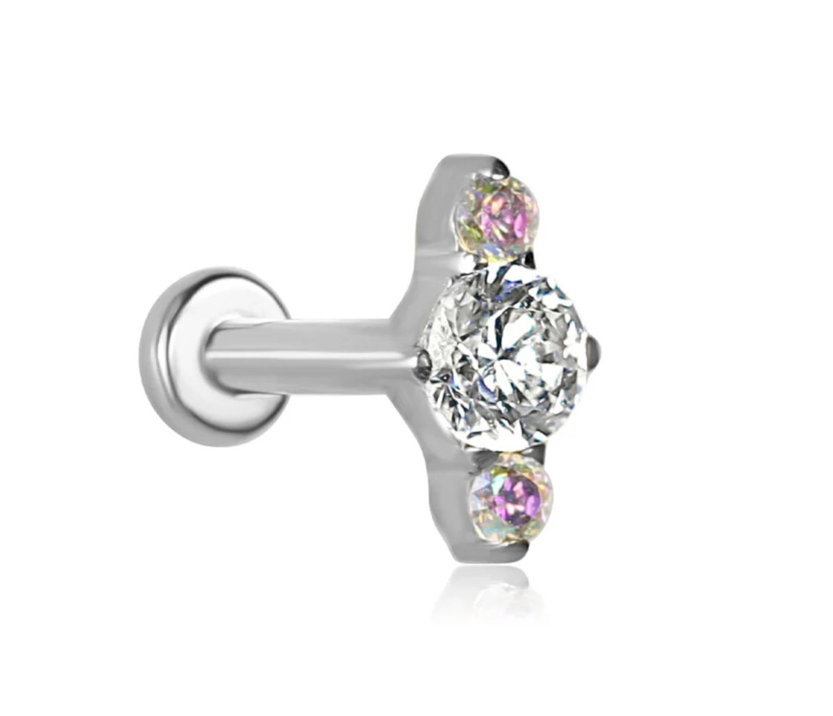 Silver SELENE Threadless Cartilage Stud