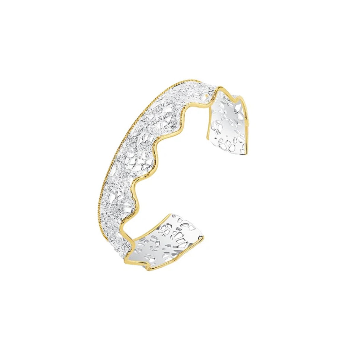 Medium Leavers Lace Ruffle Stacking Bangle (Two Tone)