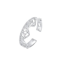 Leavers Lace Ruffle Stacking Open Ring (Silver)