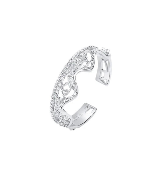 Leavers Lace Ruffle Stacking Open Ring (Silver) – West Collaboration
