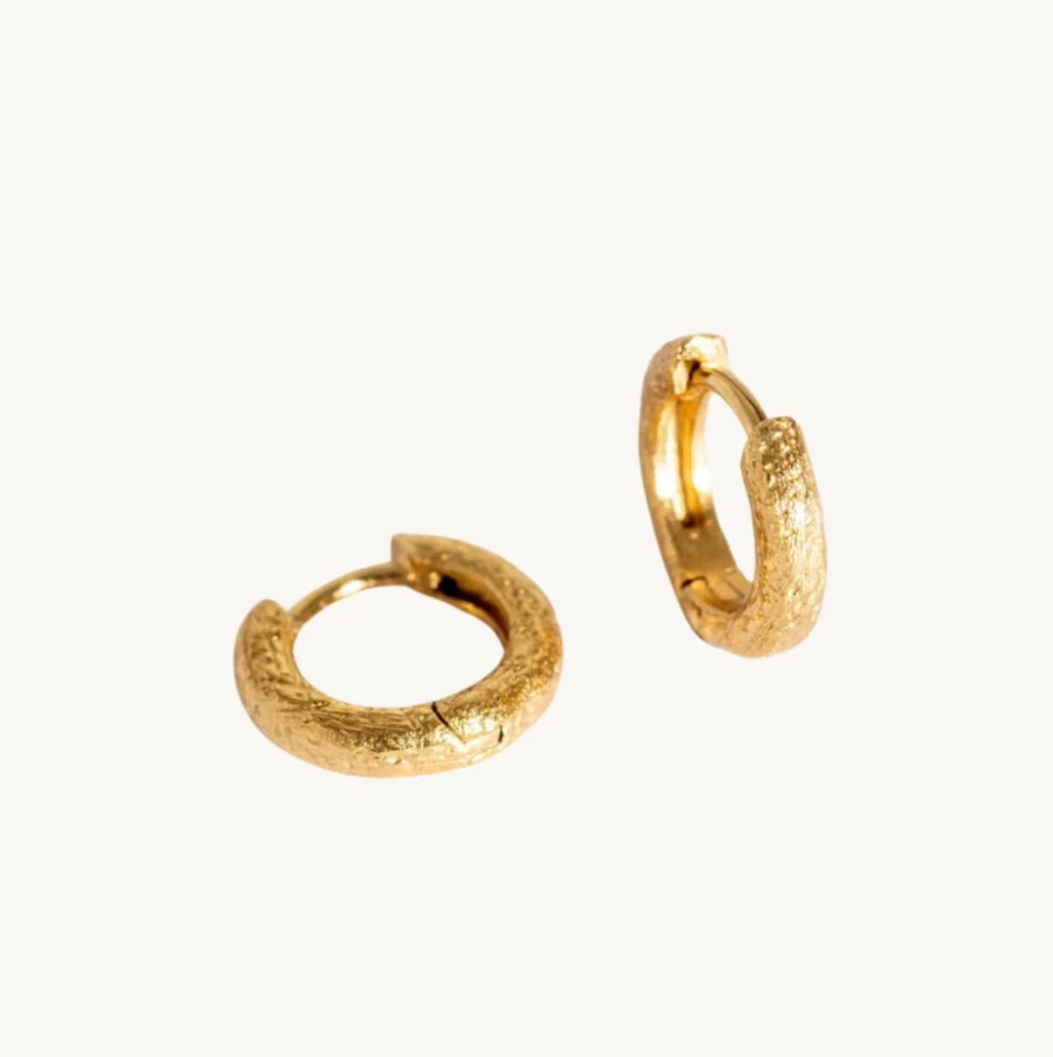 Antique-Textured Gold Huggie Earrings
