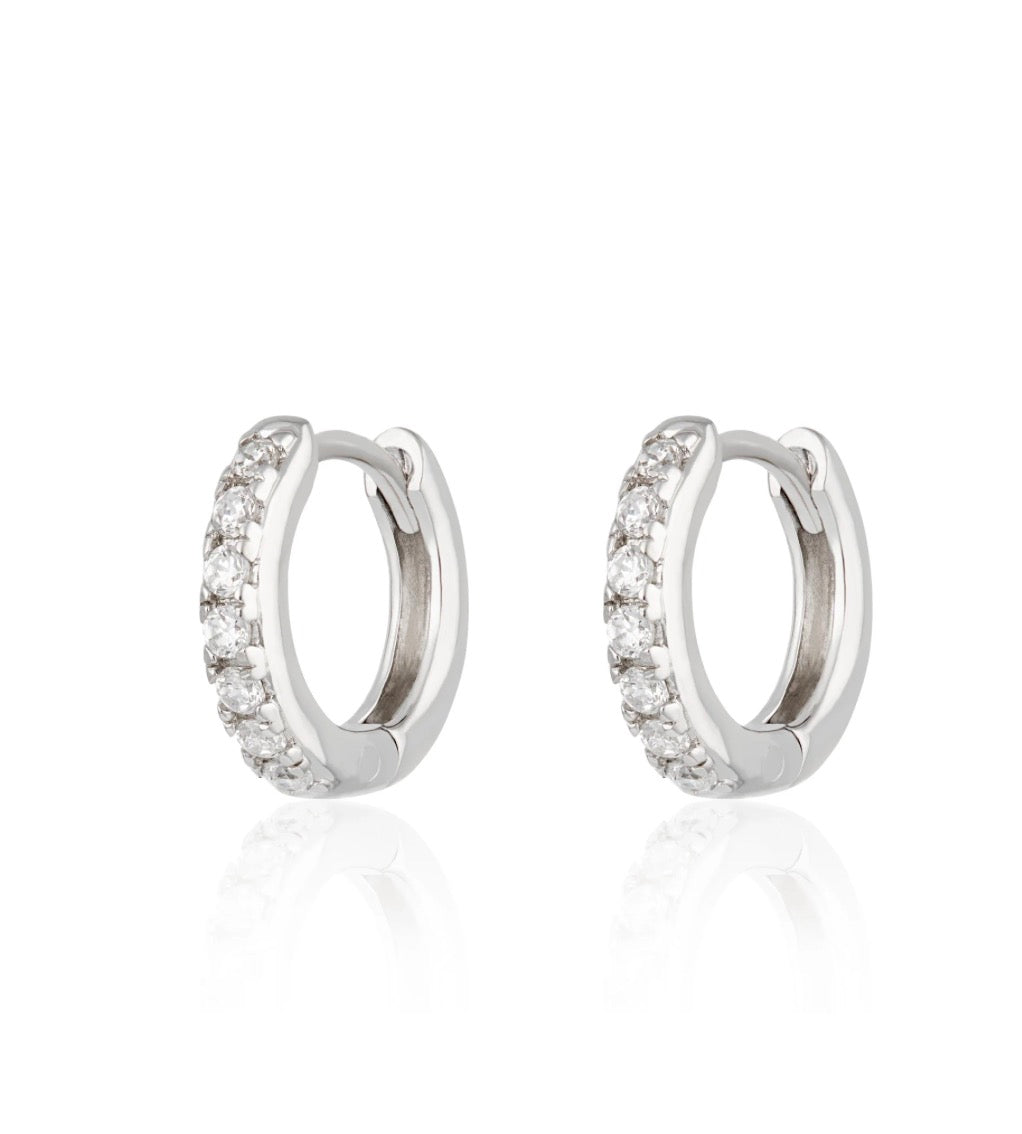 Huggie Earrings with Clear Stones