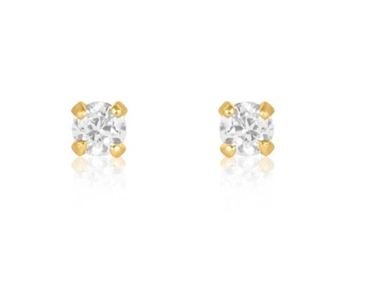 Solitaire crystal studs gold