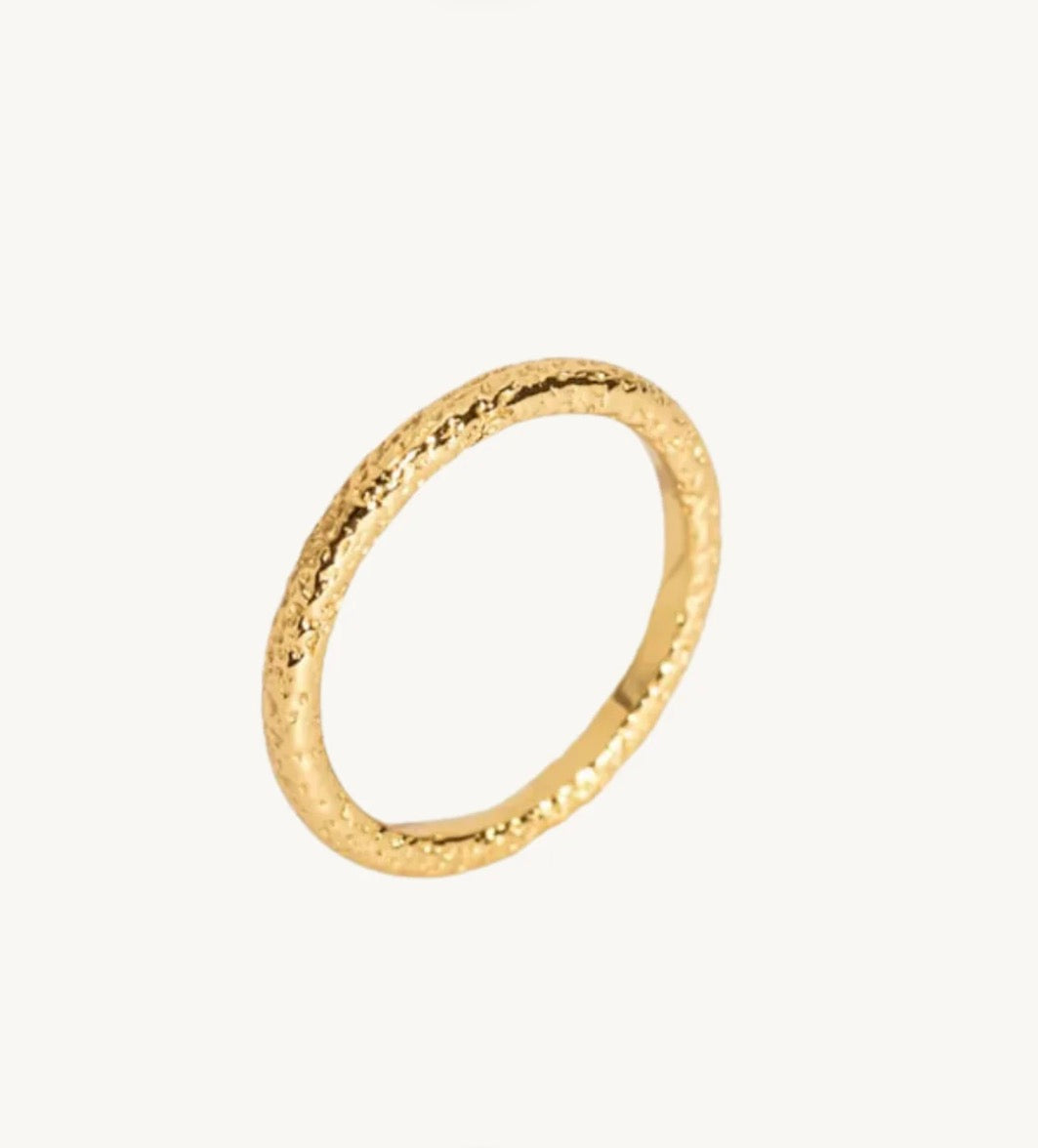 Antique-Textured Gold Stacking Ring