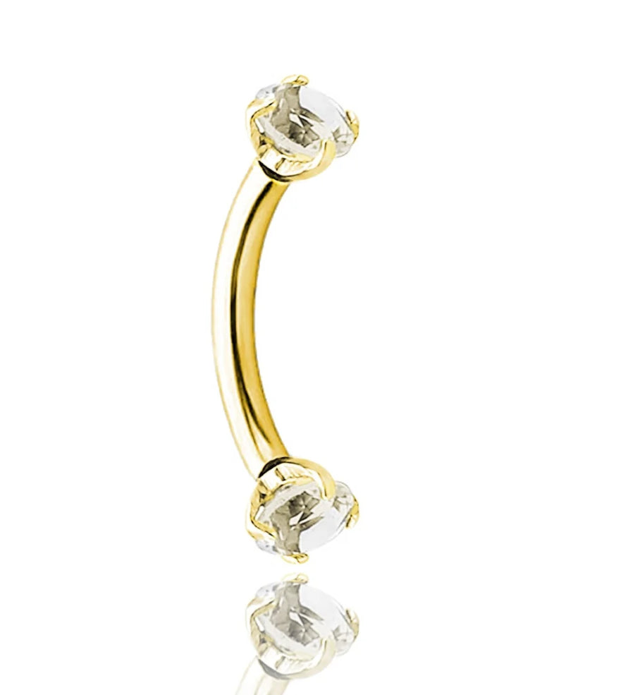 Gold Crystal Curved Barbell