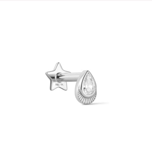 9kt solid white gold Emma labret stud