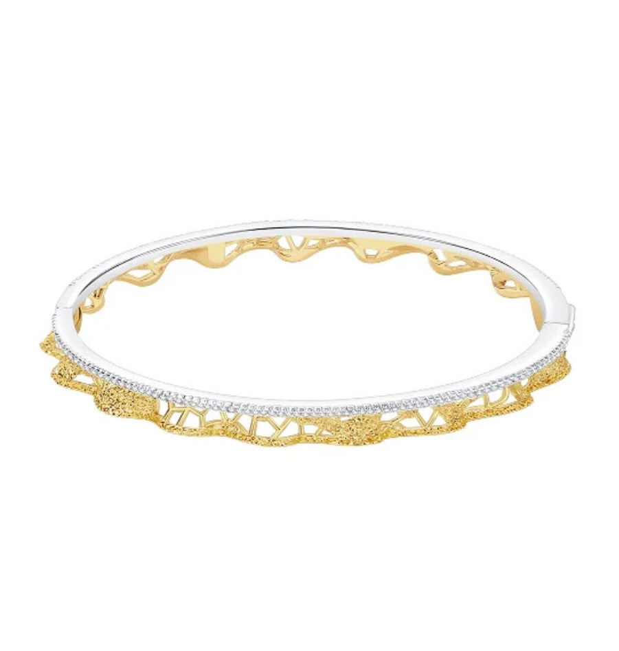 Leavers Lace Ruffle Stacking Bangle (Gold-Two Tone)